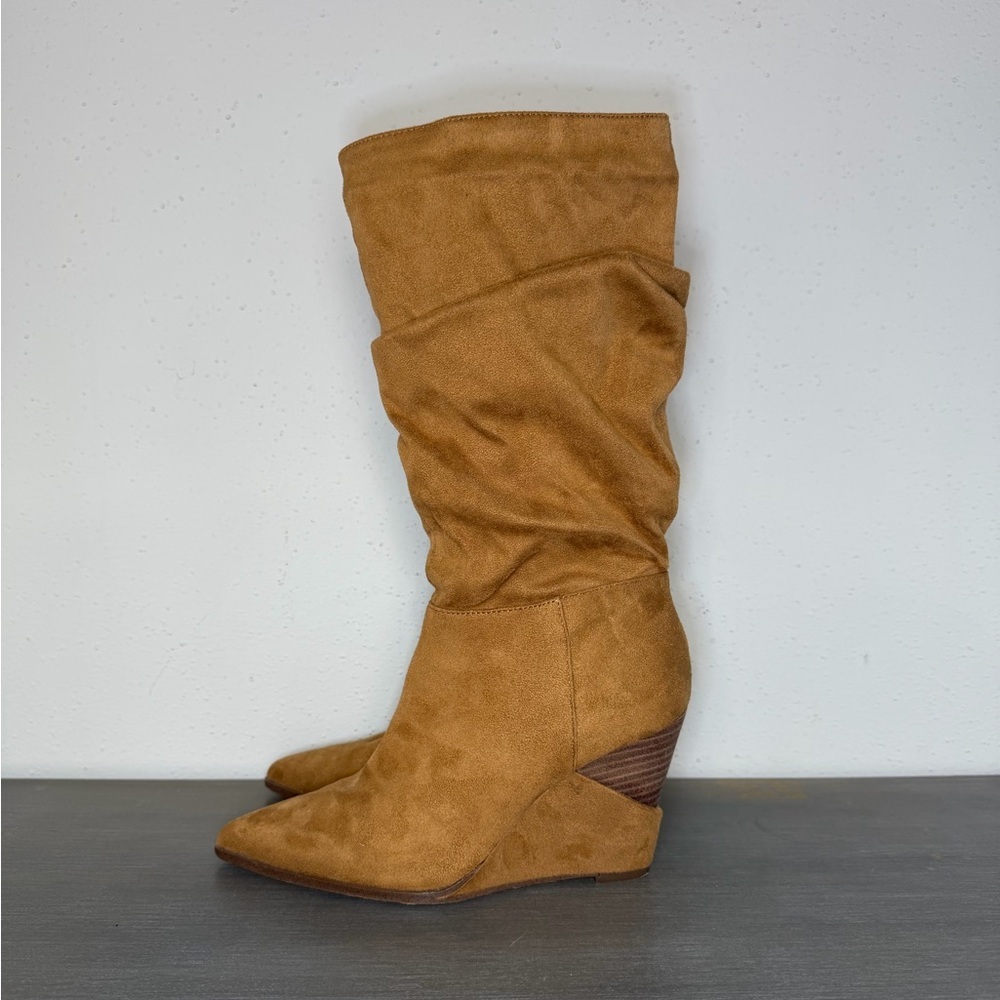 Jessica Simpson Helveta 2 Tan Boots Size 8M US 6UK 38EU Tall Knee High Stretch - Picture 2 of 9